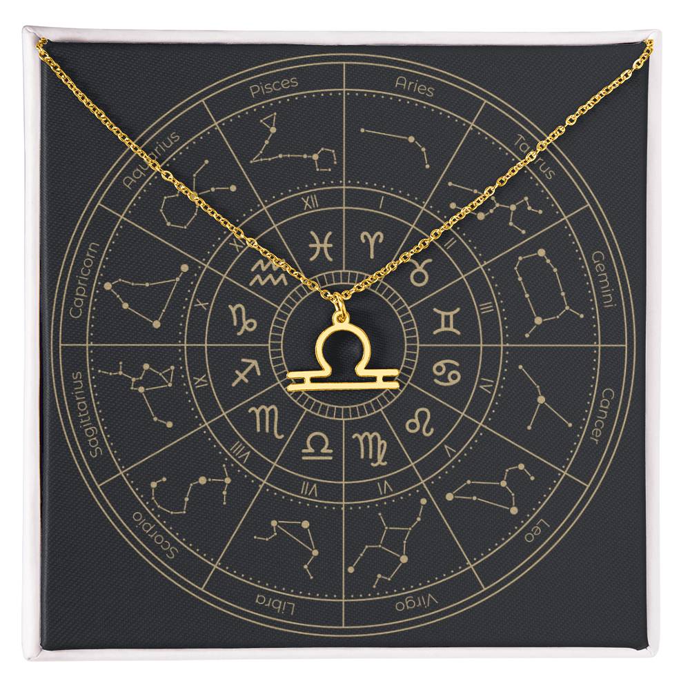 18k yellow gold Libra zodiac sign necklaces