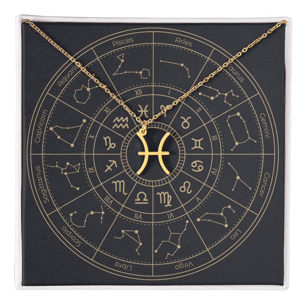 18k yellow gold Pisces zodiac sign necklaces