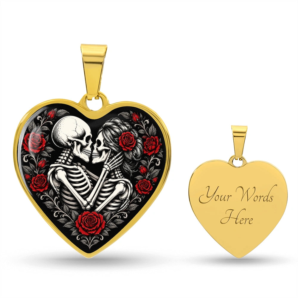 18k yellow gold custom engraved heart necklace eternal love halloween gift
