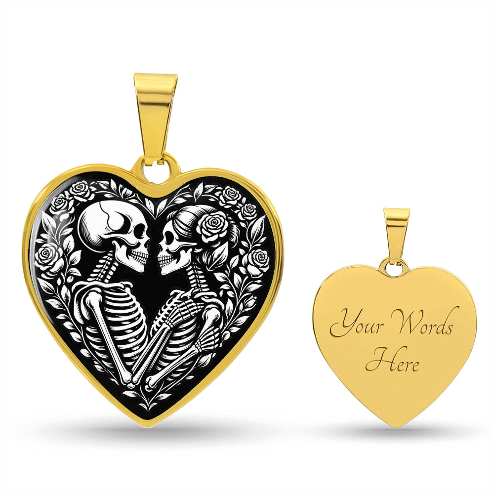 18k yellow gold custom engraved heart necklace forever love halloween gift