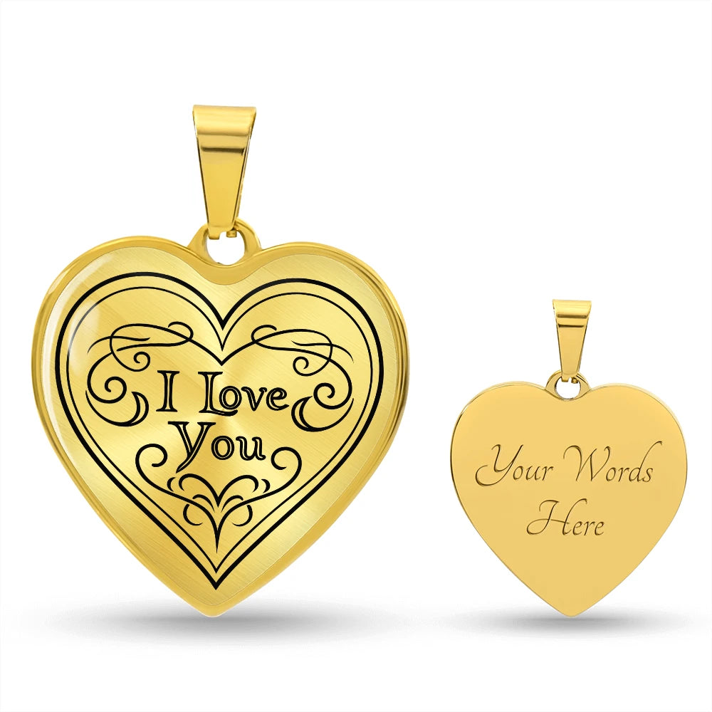 18k yellow gold custom engraved photo heart necklace for her