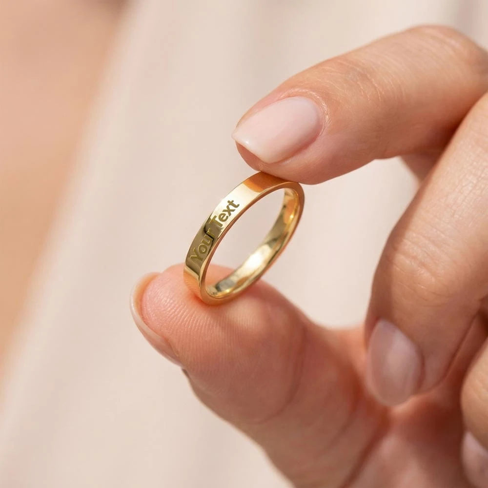 18k yellow gold custom engraved women s ring showcase