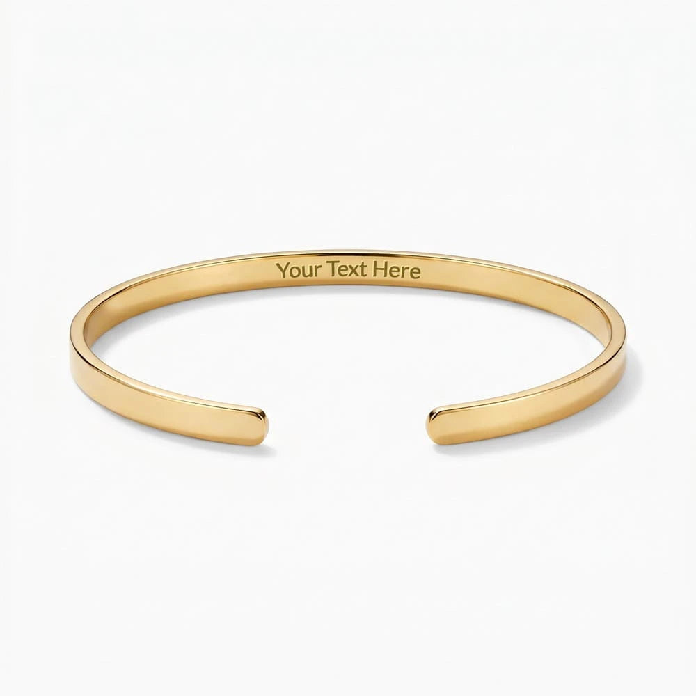 18k yellow gold custom inside engraved cuff bracelet