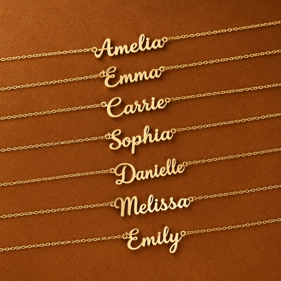 18k yellow gold custom name necklace for her