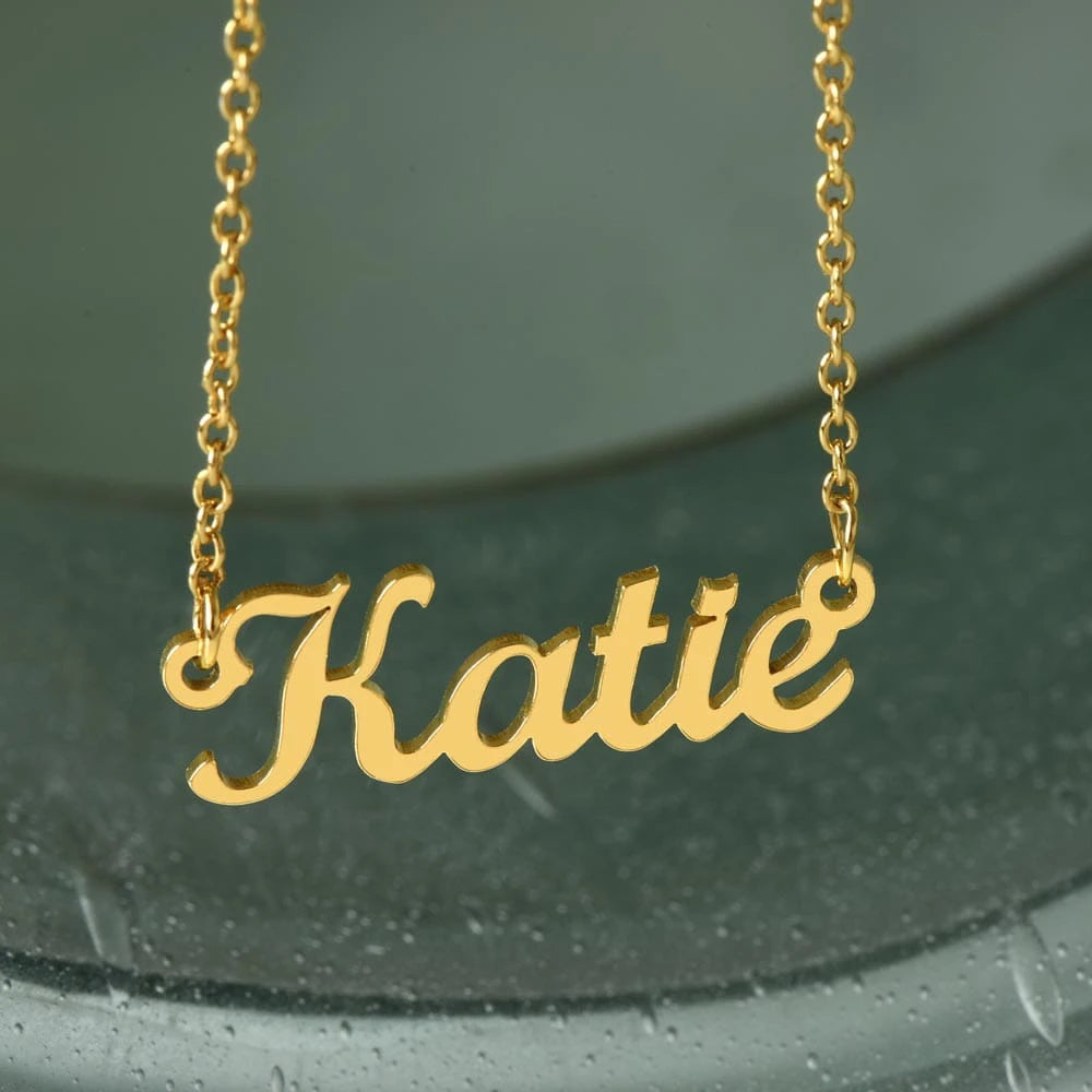18k yellow gold custom name necklace for her showcase