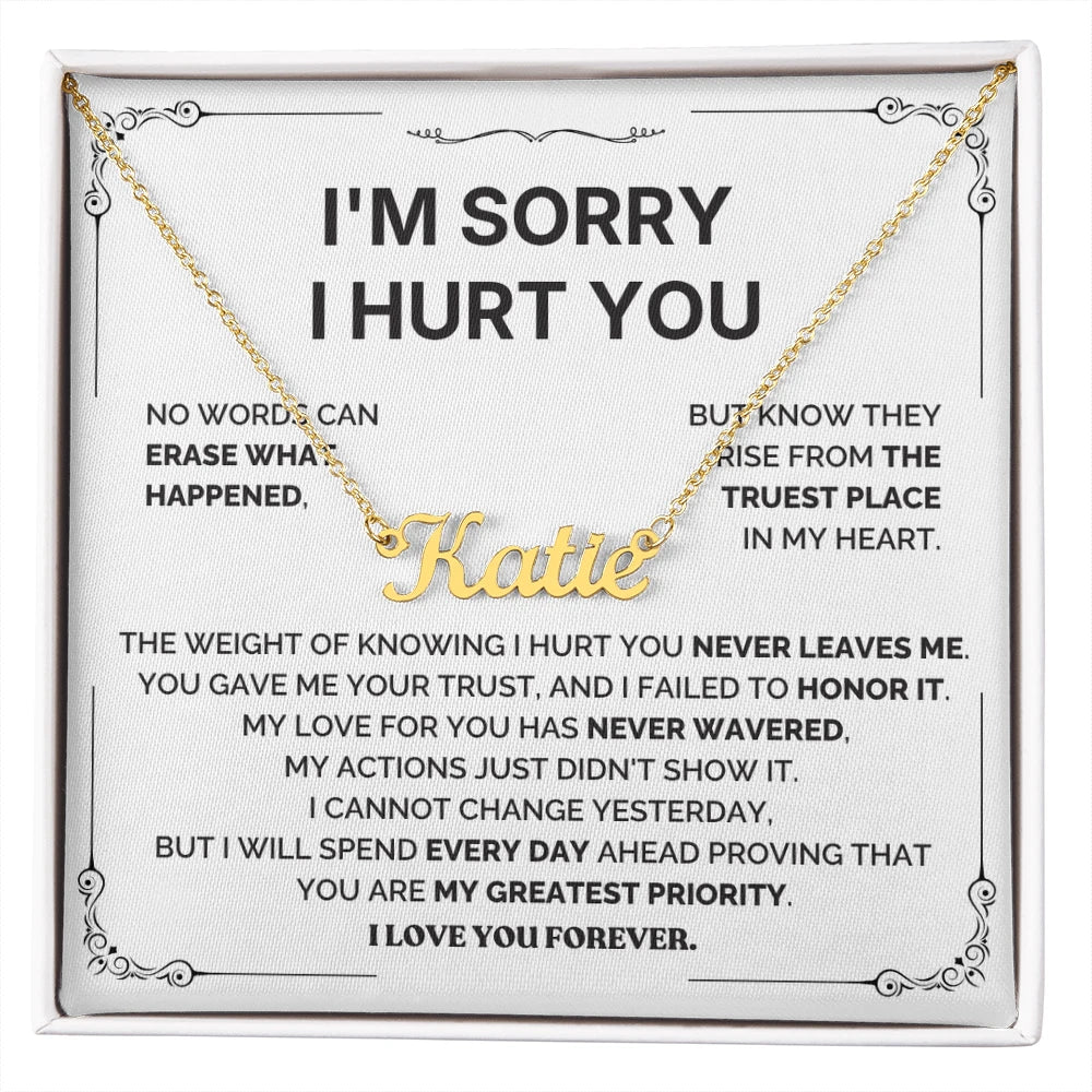 18k yellow gold custom name necklace i am sorry