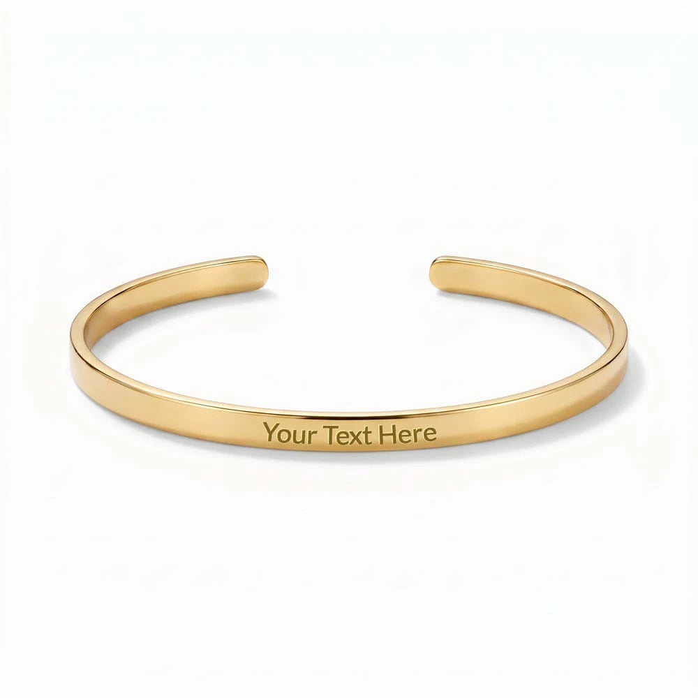 18k yellow gold custom outside engraved cuff bracelet