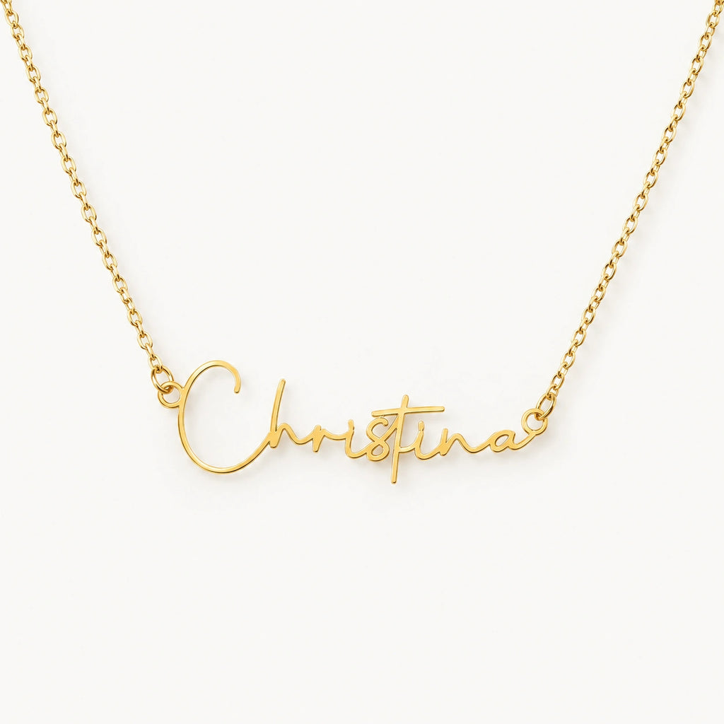18k yellow gold custom signature name necklace i am sorry