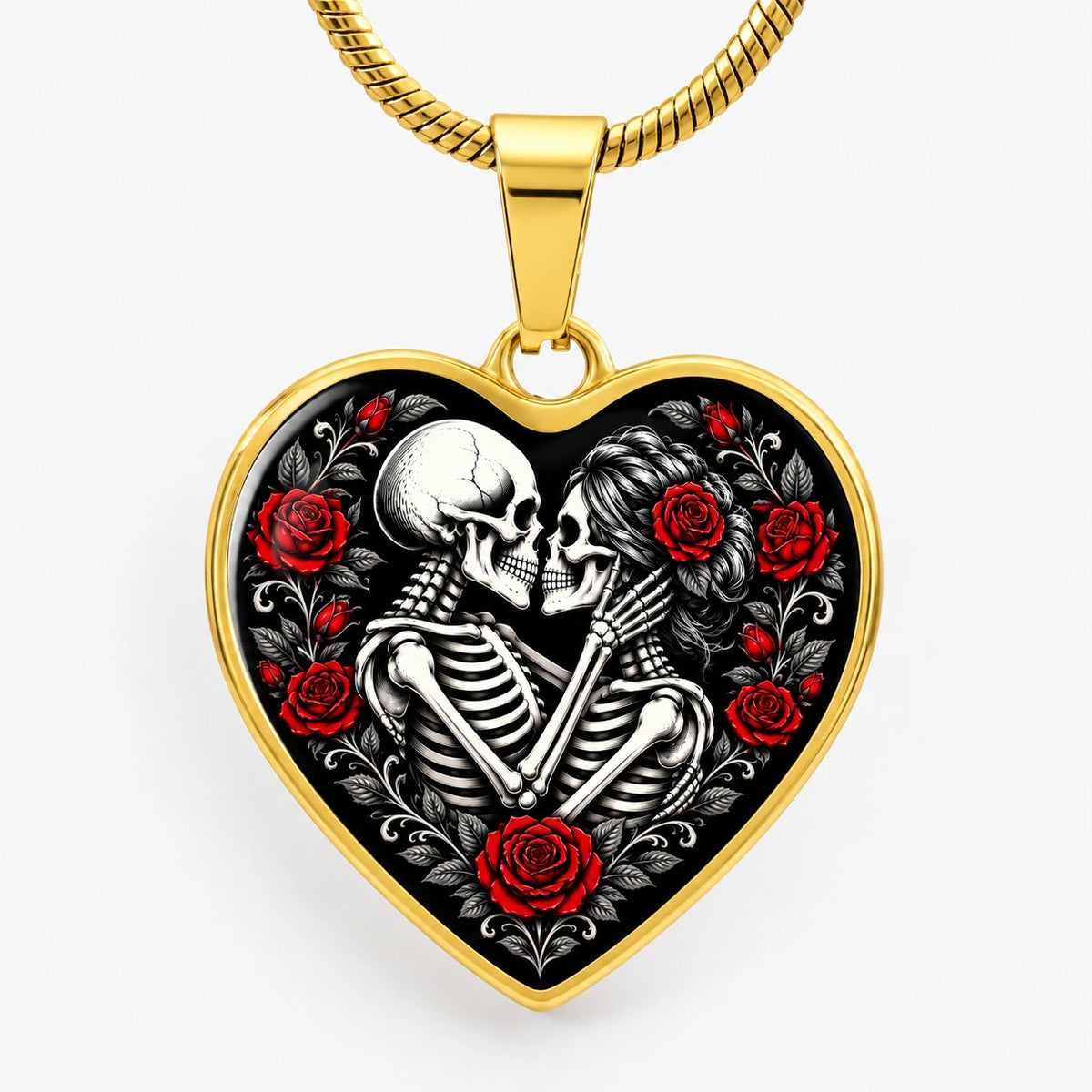18k yellow gold engraved heart necklace eternal love halloween gift