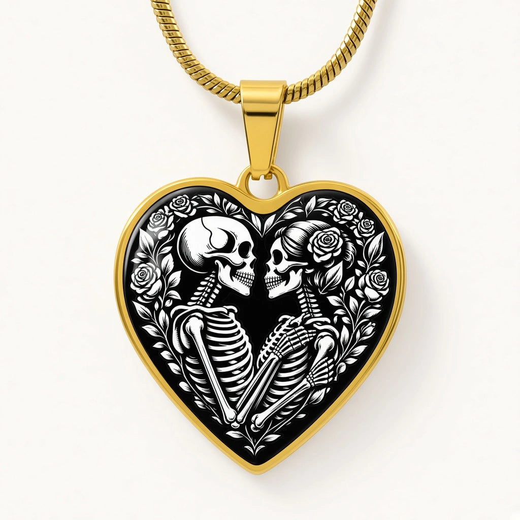 18k yellow gold engraved heart necklace forever love halloween gift
