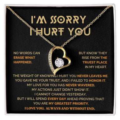 18k yellow gold forever love necklace for her message card jewelry I am sorry analogy gift
