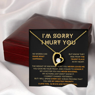 18k yellow gold forever love necklace for her message card jewelry I am sorry analogy gift luxury box