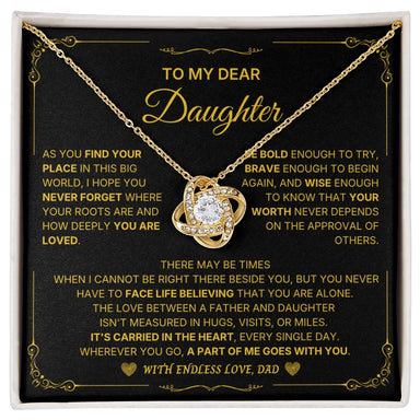 18k yellow gold love knot necklace for daughter endless love message card jewelry