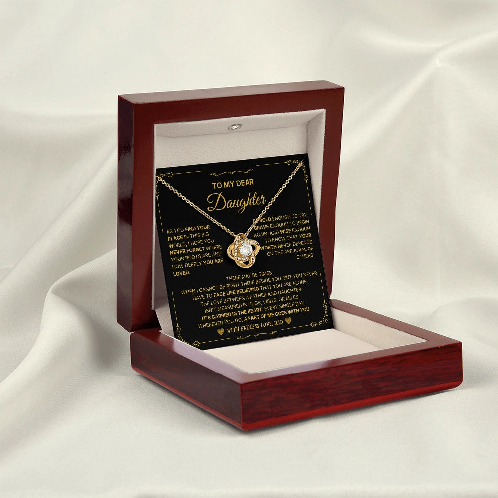 18k yellow gold love knot necklace for daughter endless love message card jewelry luxury box