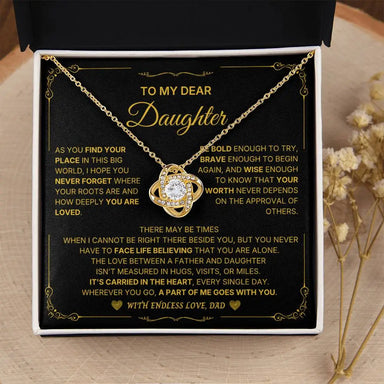 18k yellow gold love knot necklace for daughter endless love message card jewelry standard box box