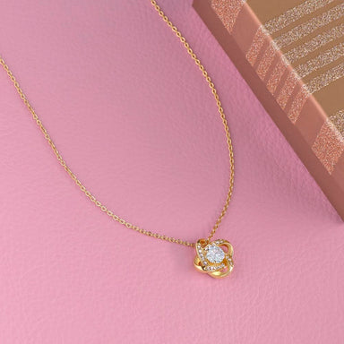 18k yellow gold love knot necklace for daughter endless love showcase