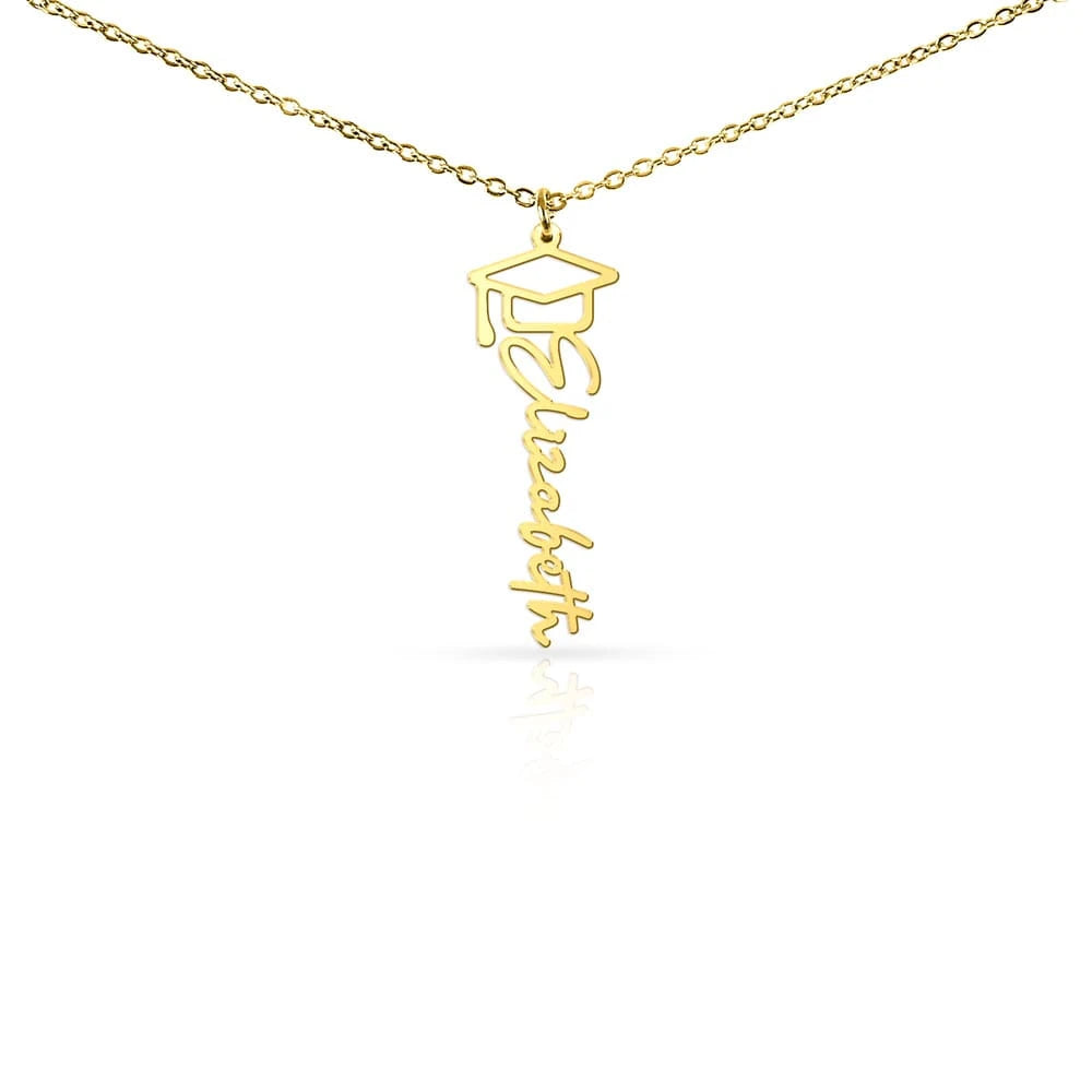 18k yellow gold personalized graduation cap necklace
