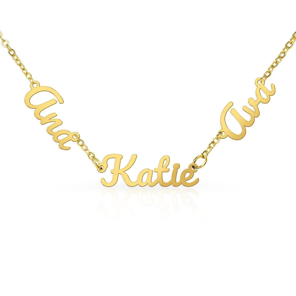 18k yellow gold personalized multiple name necklace three names