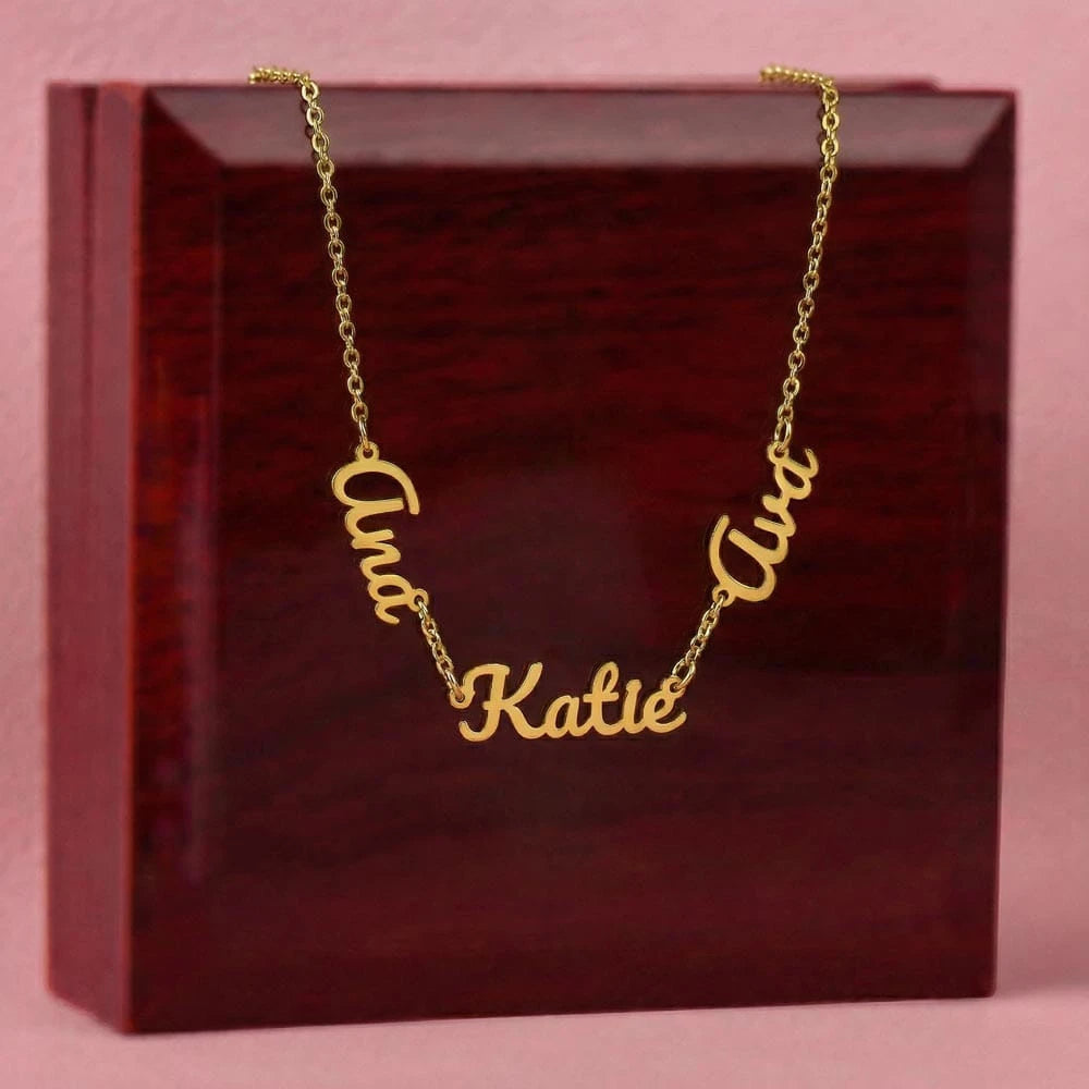 18k yellow gold personalized multiple name necklace three names luxury box
