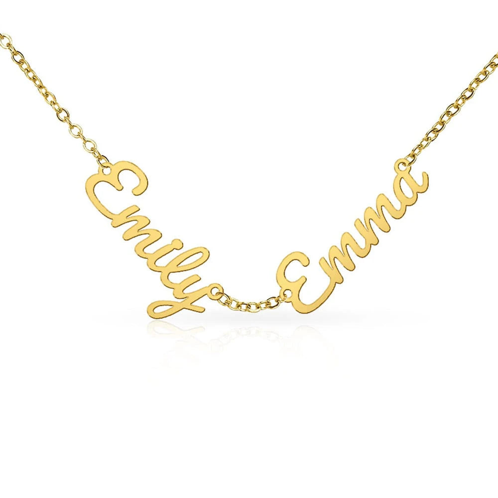 18k yellow gold personalized multiple name necklace two names