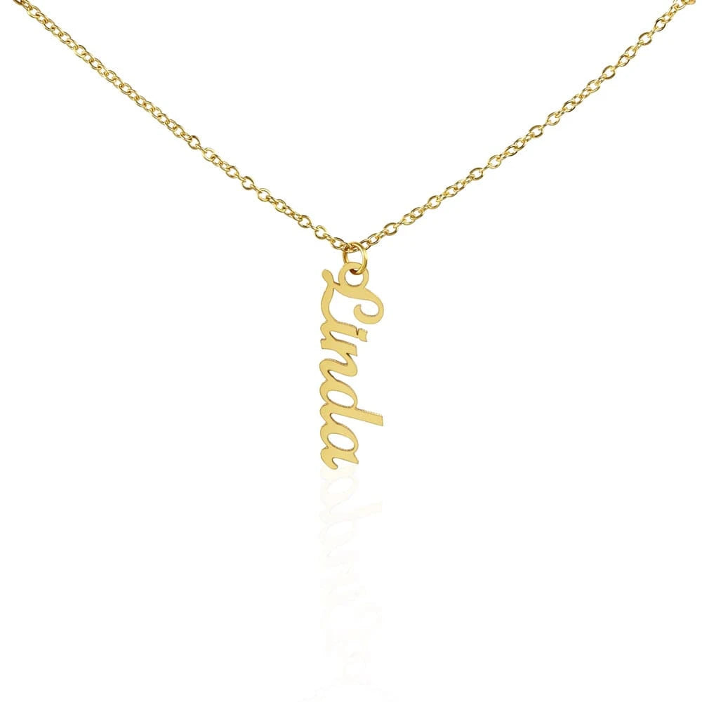 18k yellow gold personalized one vertical name necklace