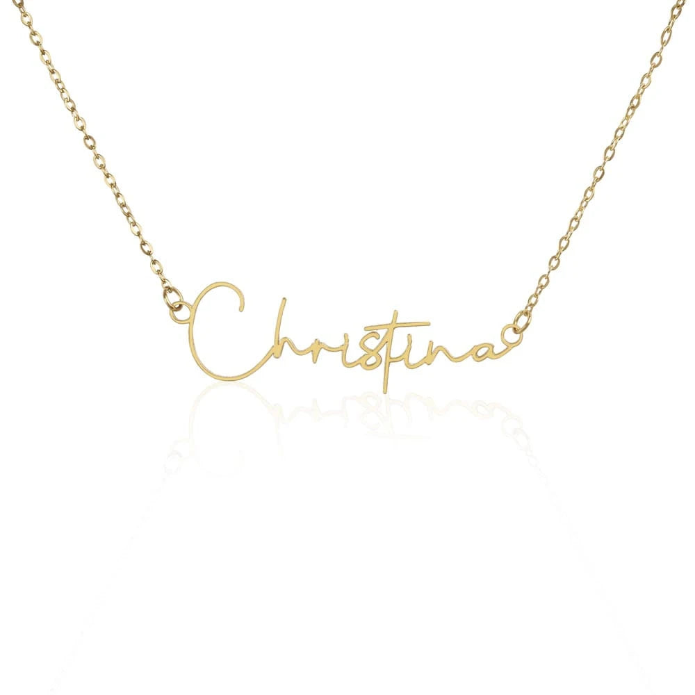 18k yellow gold personalized signature name necklace for her