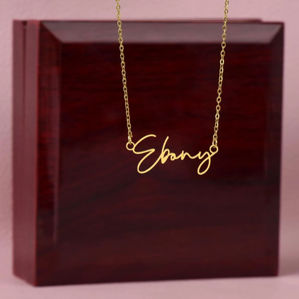 18k yellow gold personalized signature name necklace for her luxury box