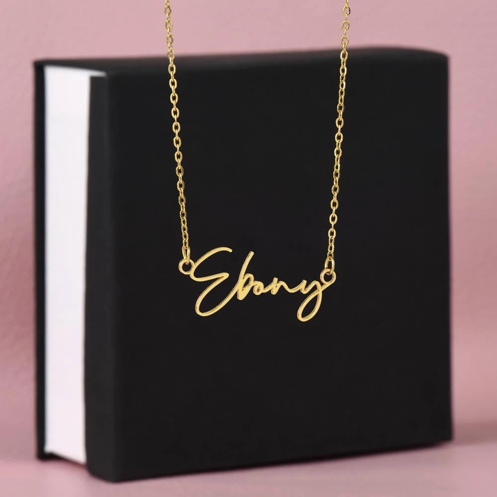 18k yellow gold personalized signature name necklace for her standard box