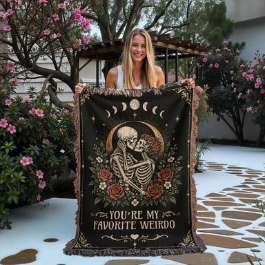37x52 Portrait Heirloom Woven Blanket for Soulmate Favorite Weirdo Showcase In Hand