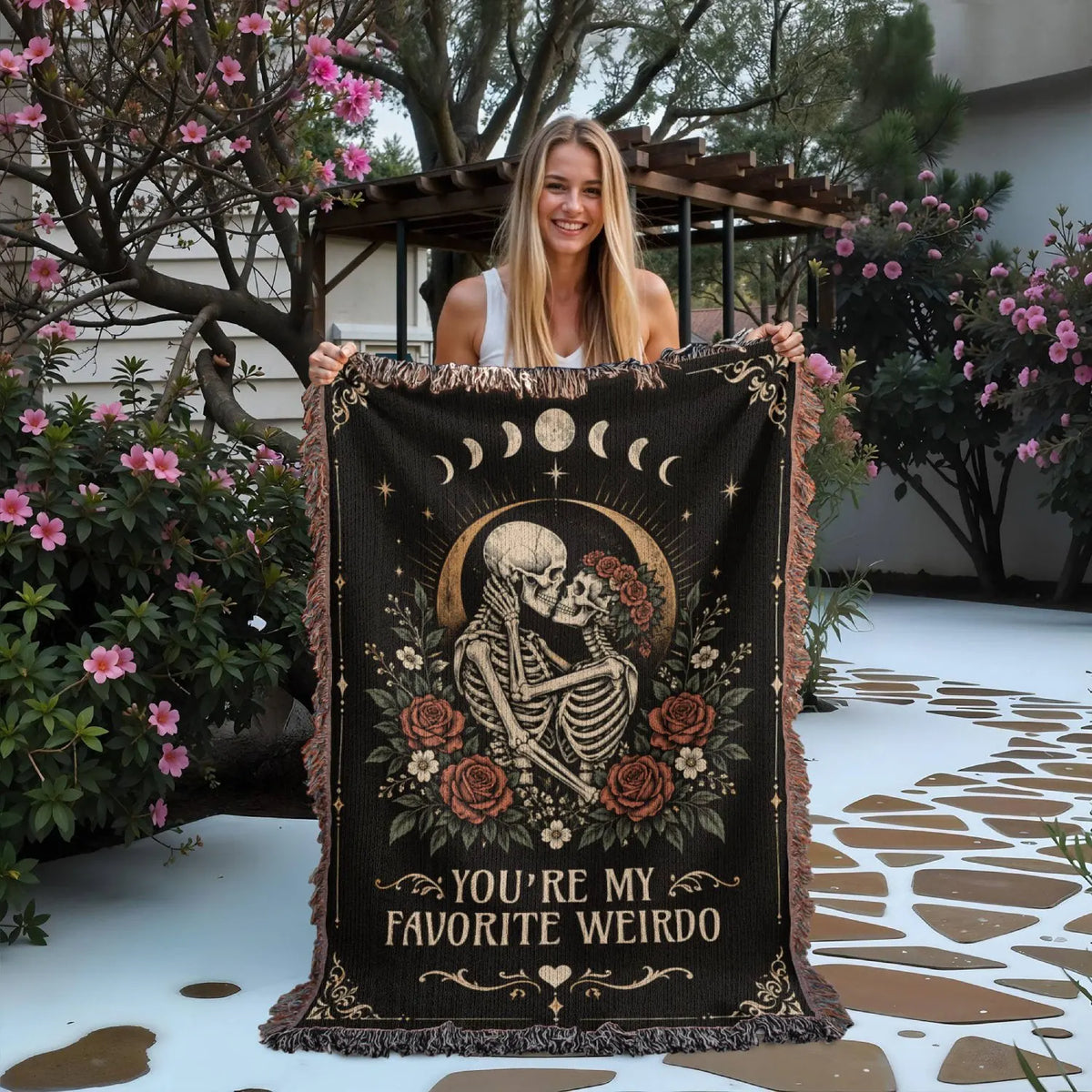 37x52 Portrait Heirloom Woven Blanket for Soulmate Favorite Weirdo Showcase In Hand