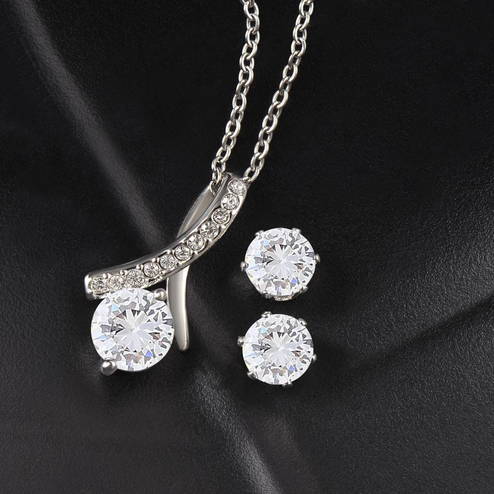 Alluring Beauty Necklace and Cubic Zirconia Earring Set For Bonus Mom - Forever And Always