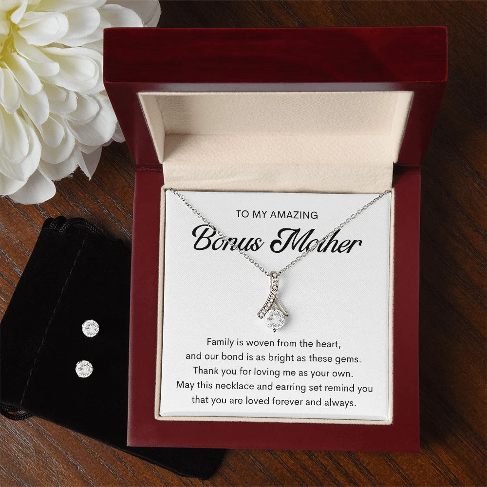 Alluring Beauty Necklace and Cubic Zirconia Earring Set With Luxury Box For Bonus Mom - Forever And Always