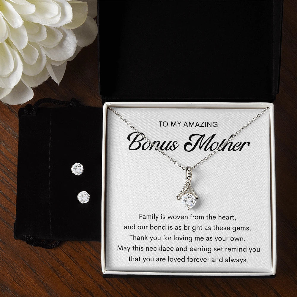 Alluring Beauty Necklace and Cubic Zirconia Earring Set With Standard Box For Bonus Mom - Forever And Always