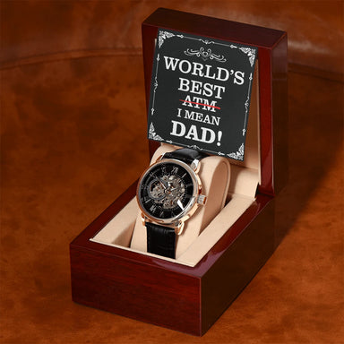 Automatic Skeleton Mechanical Watch Back For Dad - Open-work Dial With Luxury Box