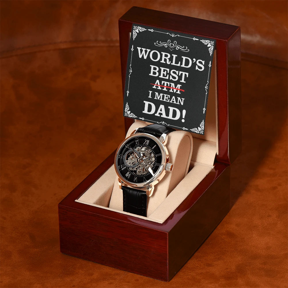 Automatic Skeleton Mechanical Watch Back For Dad - Open-work Dial With Luxury Box