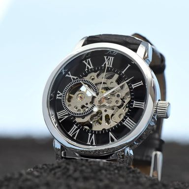 Automatic Skeleton Mechanical Watch For Dad - Open-work Dial - Best Dad