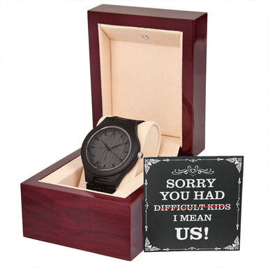 Black Sandalwood Wooden Watch For Dad - Difficult Kids - Mahogany Style Luxury Box Display