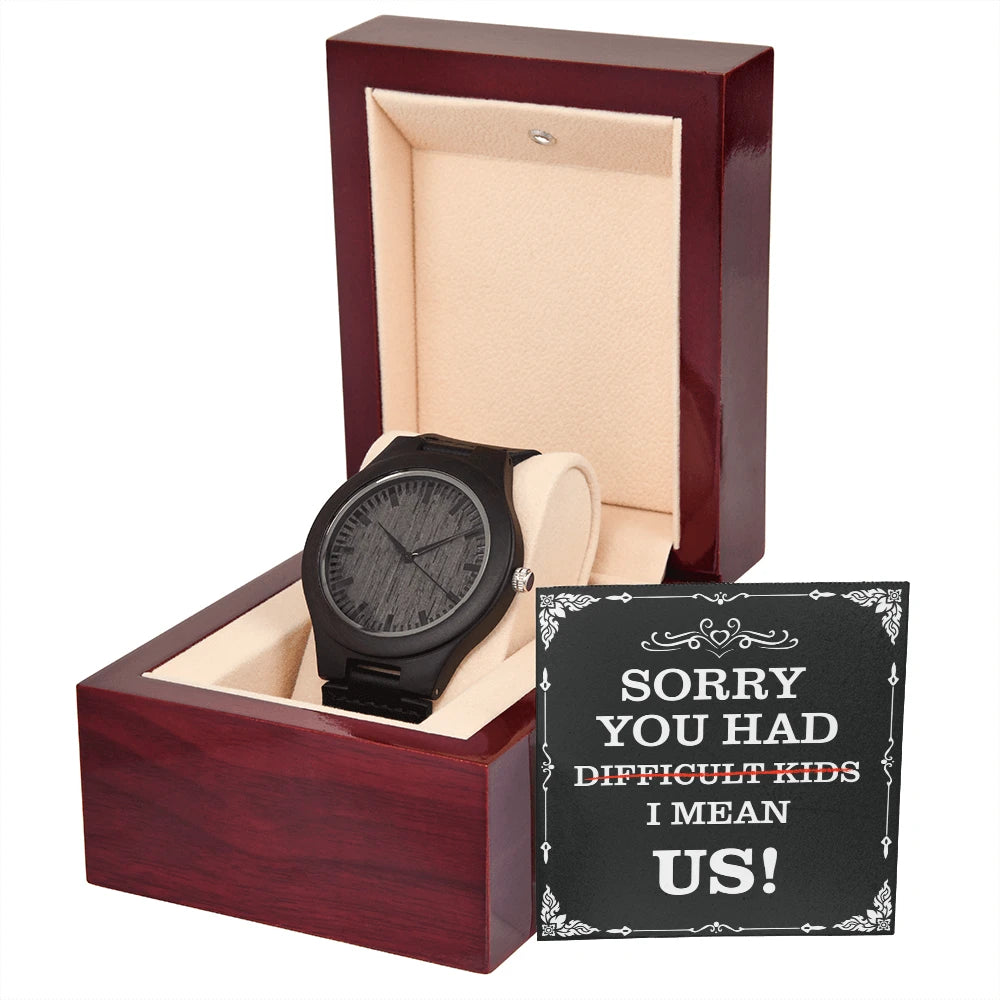 Black Sandalwood Wooden Watch For Dad - Difficult Kids - Mahogany Style Luxury Box Display
