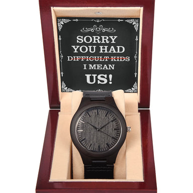 Black Sandalwood Wooden Watch For Dad - Difficult Kids - Mahogany Style Luxury Box With Message Card