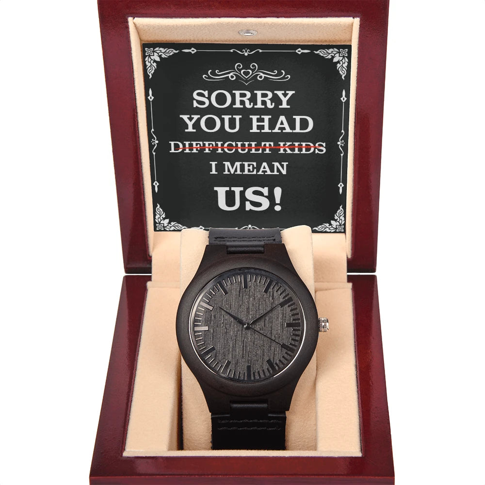 Black Sandalwood Wooden Watch For Dad - Difficult Kids - Mahogany Style Luxury Box With Message Card