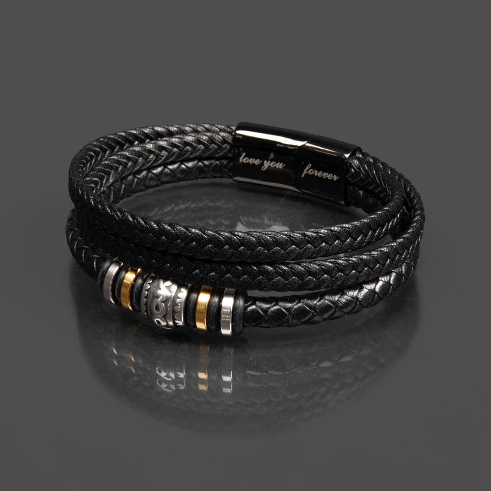 Braided vegan leather band Love You Forever Bracelet for Fishing Dad Reel Legend