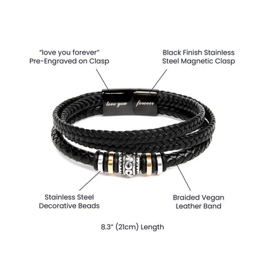 Braided vegan leather band Love You Forever Bracelet for Fishing Dad Reel Legend Product Specifications