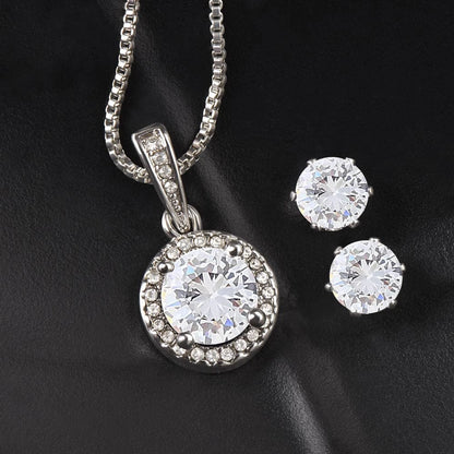 Eternal Hope Necklace and Cubic Zirconia Earring Set For Bonus Mom - A Constant Light