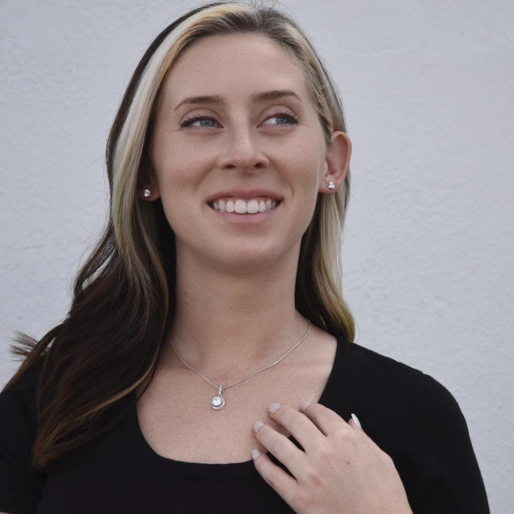 Eternal Hope Necklace and Cubic Zirconia Earring Set For Bonus Mom - A Constant Light Display By A Model