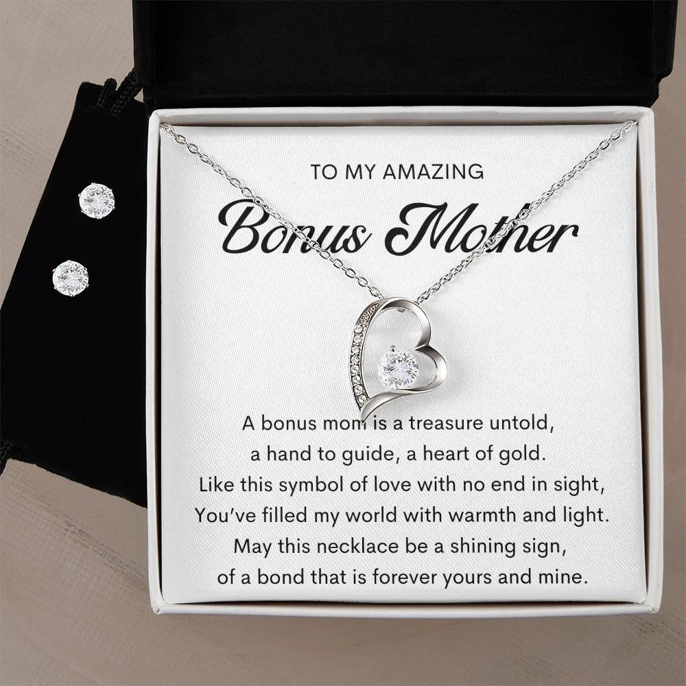Forever Love Necklace And Earring Set With Standard Box For Bonus Mom