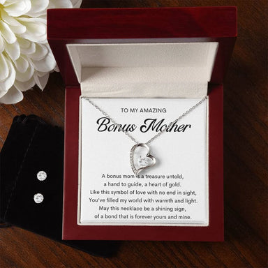 Forever Love Necklace Earring Set With Luxury Box For Bonus Mom