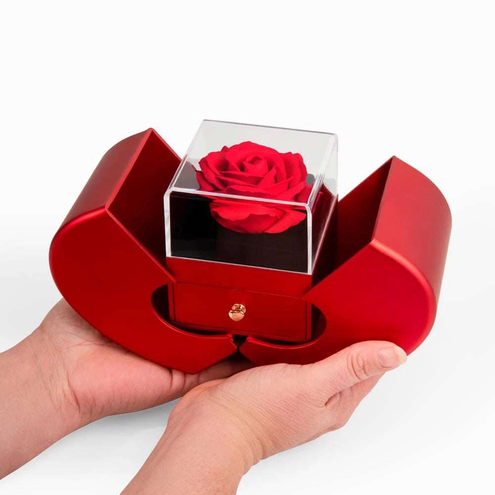 Forever Love Necklace With Red Heart Rose Box For Bonus Mom 