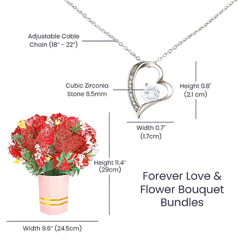 Forever Love Necklace and Sweetest Devotion Bouquet Bundle Product Specifications