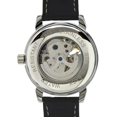 Genuine Black Leather Band Men‘s Skeleton Mechanical Watch for Fishing Dad Fishing Lures Back