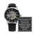 Genuine Black Leather Band Men‘s Skeleton Mechanical Watch for Fishing Dad Fishing Lures Message Card